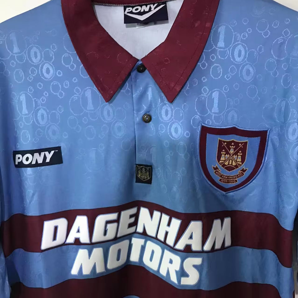jersey 1995/97 west ham visitante manga larga versión fan retro