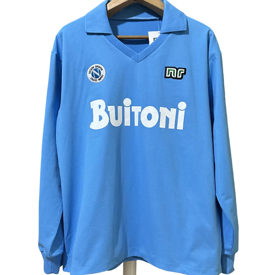 Jersey 1986/87 Napoli Local Manga larga Versión Fan Retro