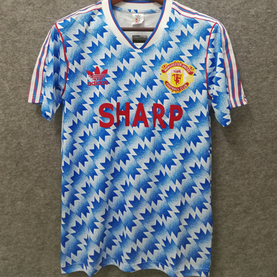 jersey 1990/92 manchester united visitante manga corta versión fan retro
