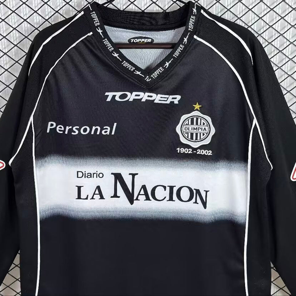 jersey 2002 club olimpia visitante manga larga versión fan retro