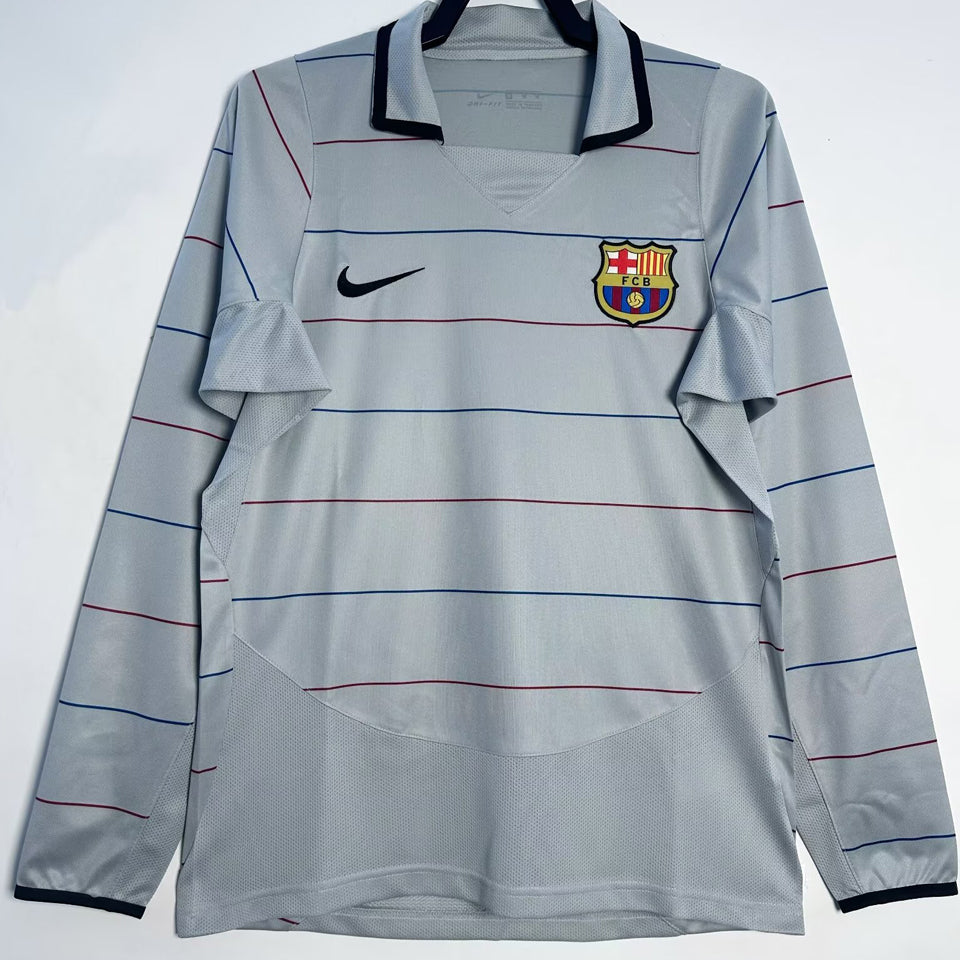 jersey 2003/04 barcelona visitante manga larga versión fan retro