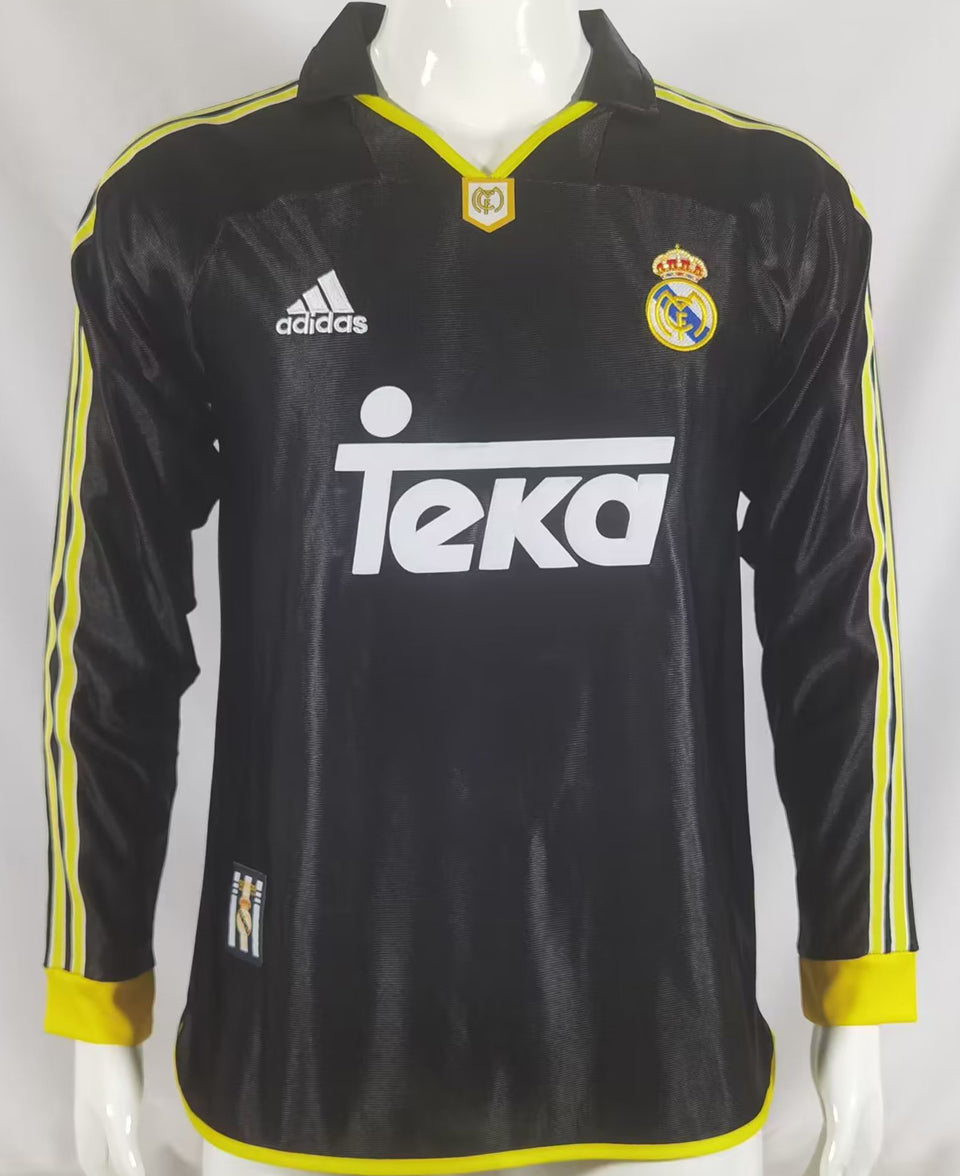 jersey 1999/01 real madrid visitante manga larga versión fan retro