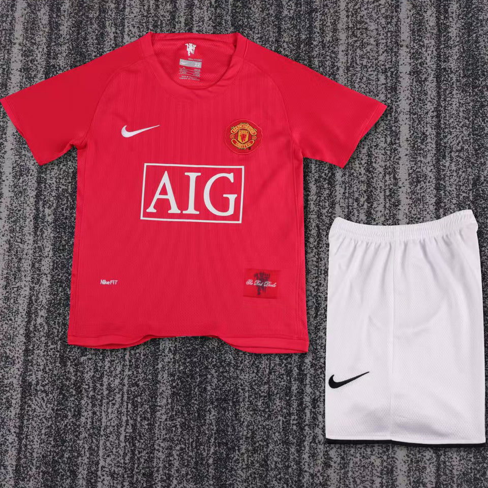 jersey 2007/08 manchester united local manga corta niño retro