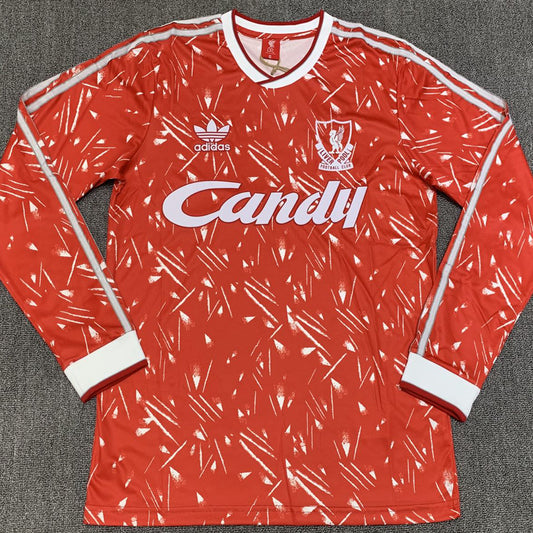 Jersey 1989/91 Liverpool Local Manga larga Versión Fan Retro