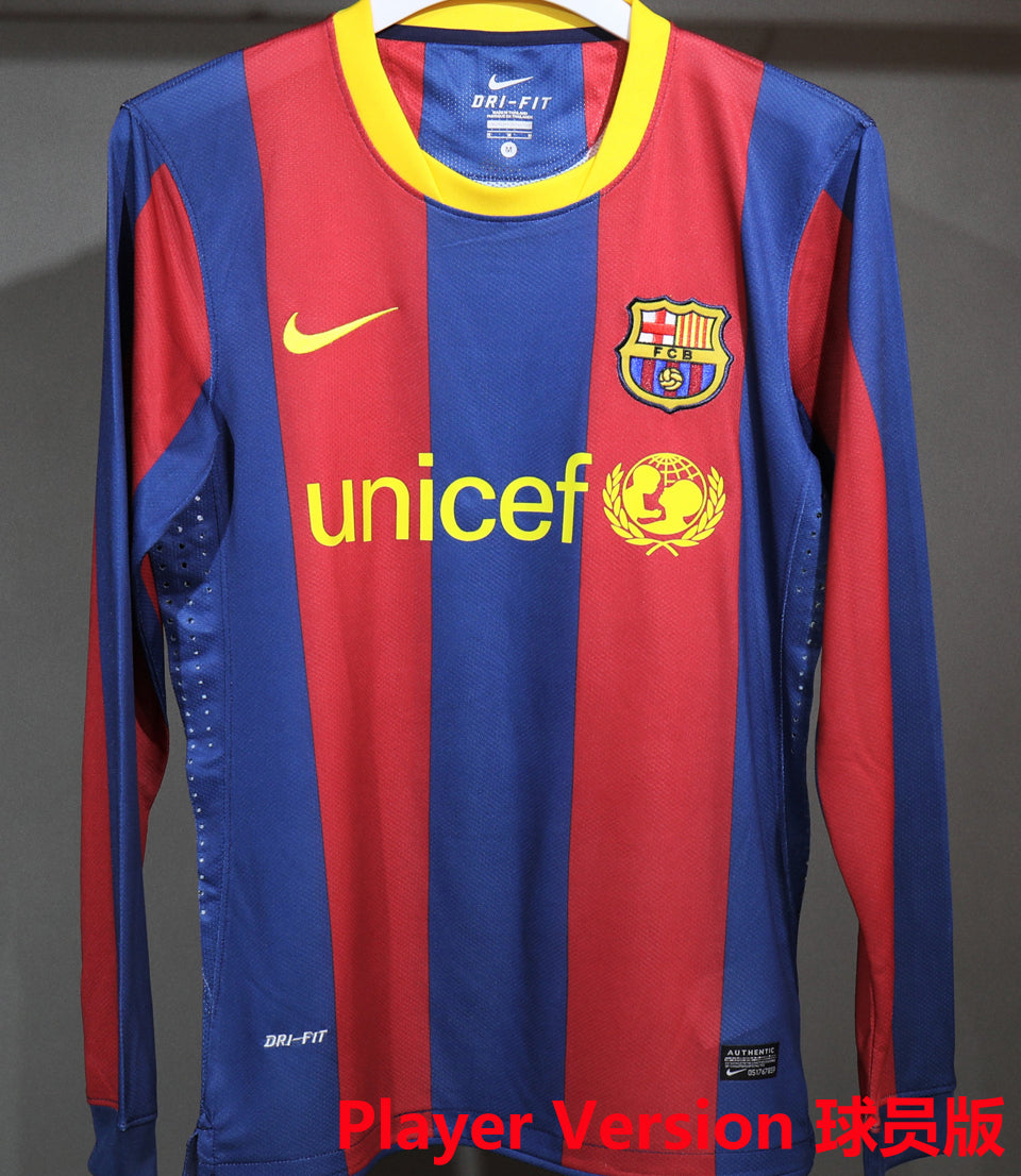 jersey 2010/11 barcelona local manga larga versión jugador retro