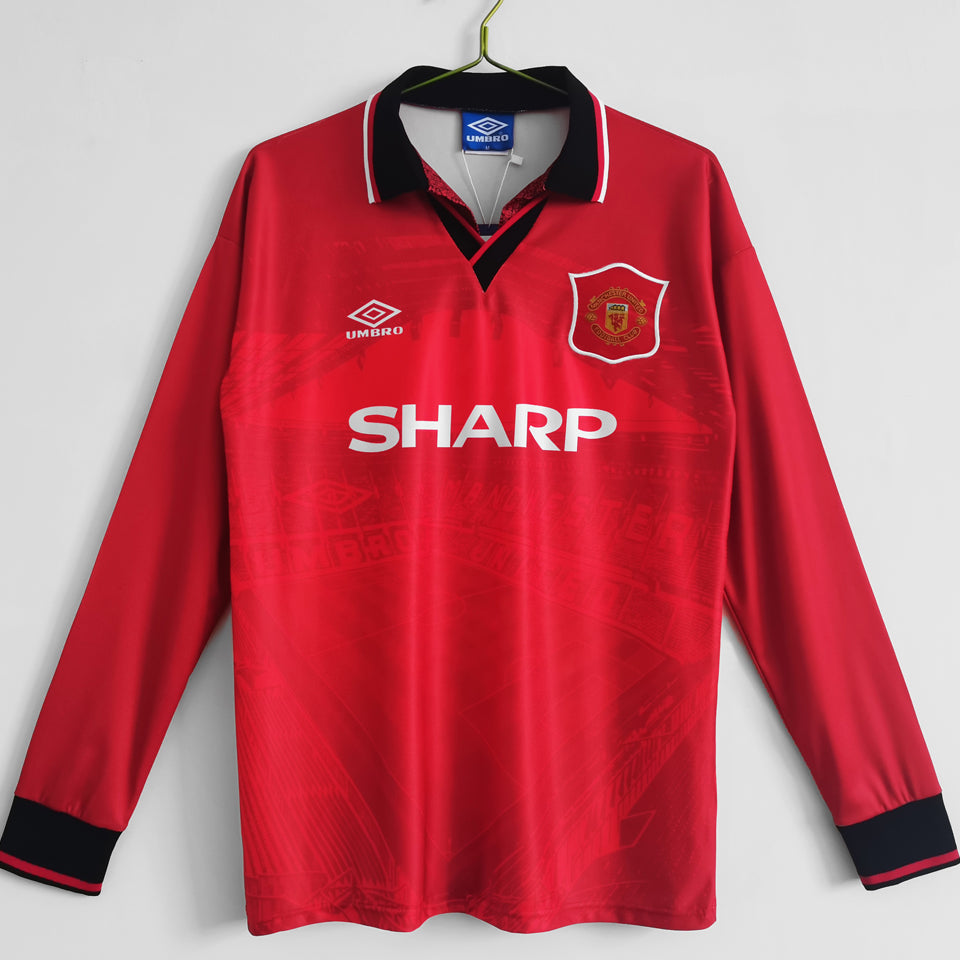 Jersey 1994/96 Manchester United Local Manga larga Versión Fan Retro