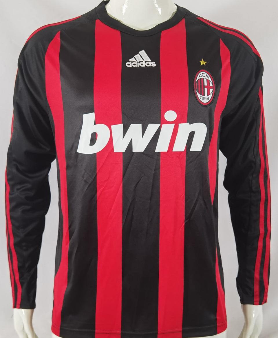 Jersey 2008/09 AC Milan Local Manga larga Versión Fan Retro