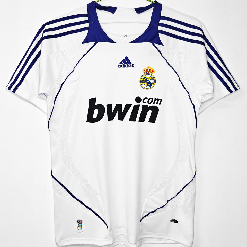 jersey 2007/08 real madrid local manga corta versión fan retro