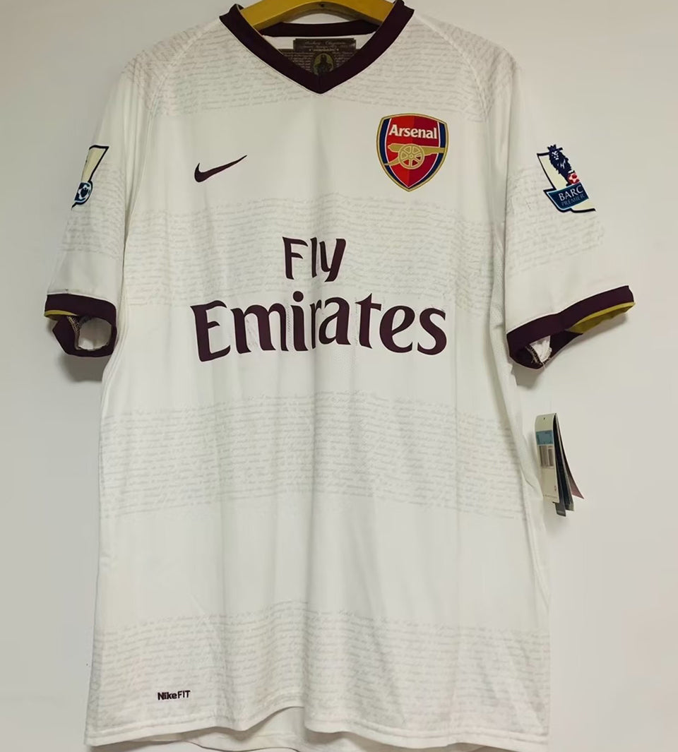 jersey 2007/08 arsenal visitante manga corta versión fan retro