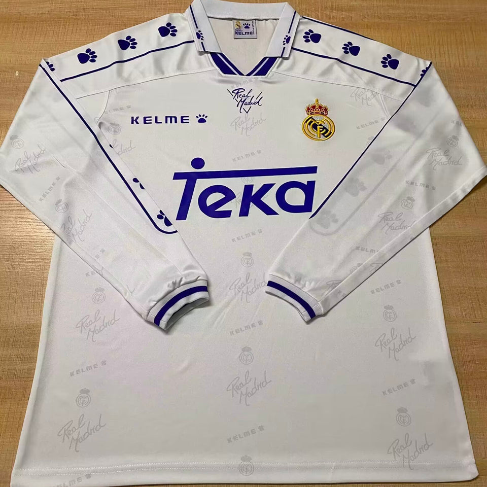 jersey 1994/96 real madrid local manga larga versión fan retro
