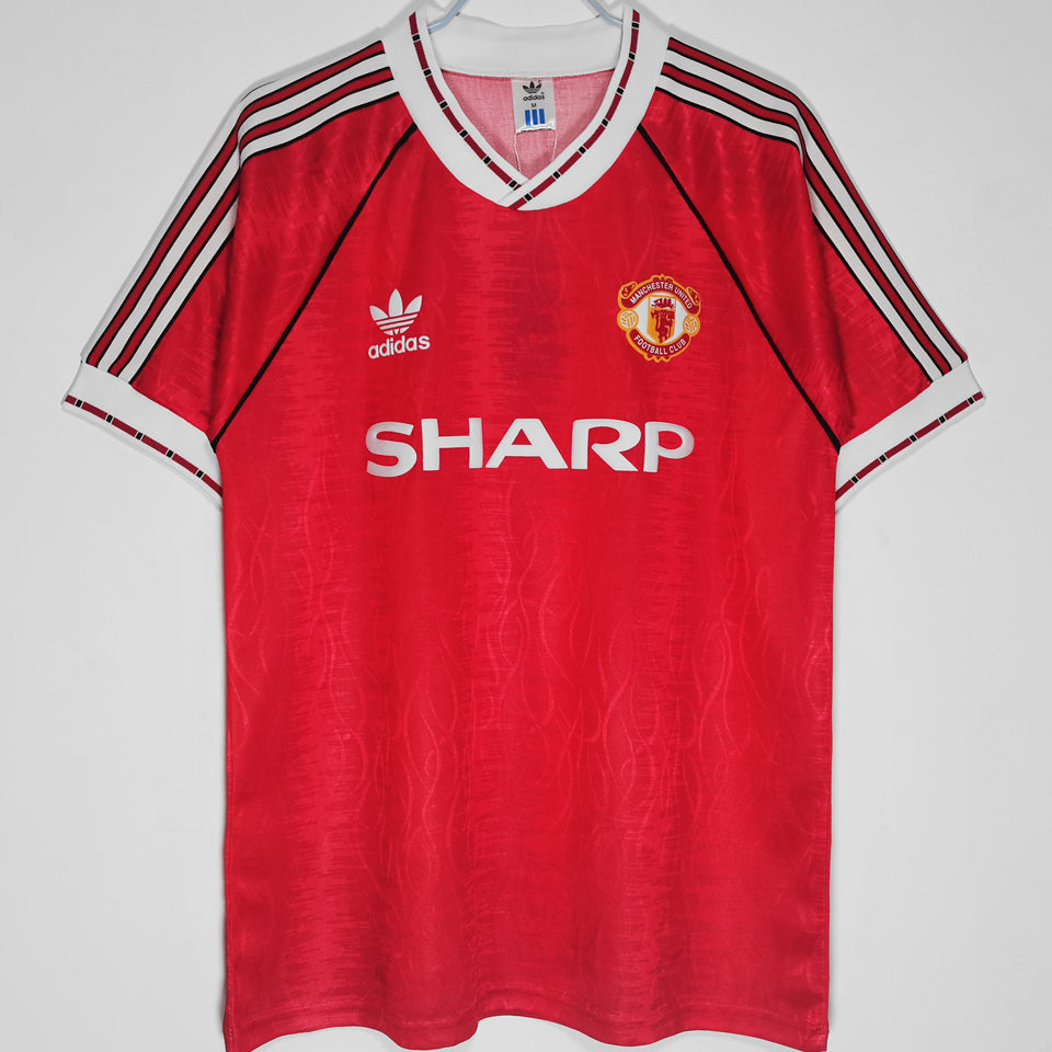 jersey 1990/92 manchester united local manga corta versión fan retro