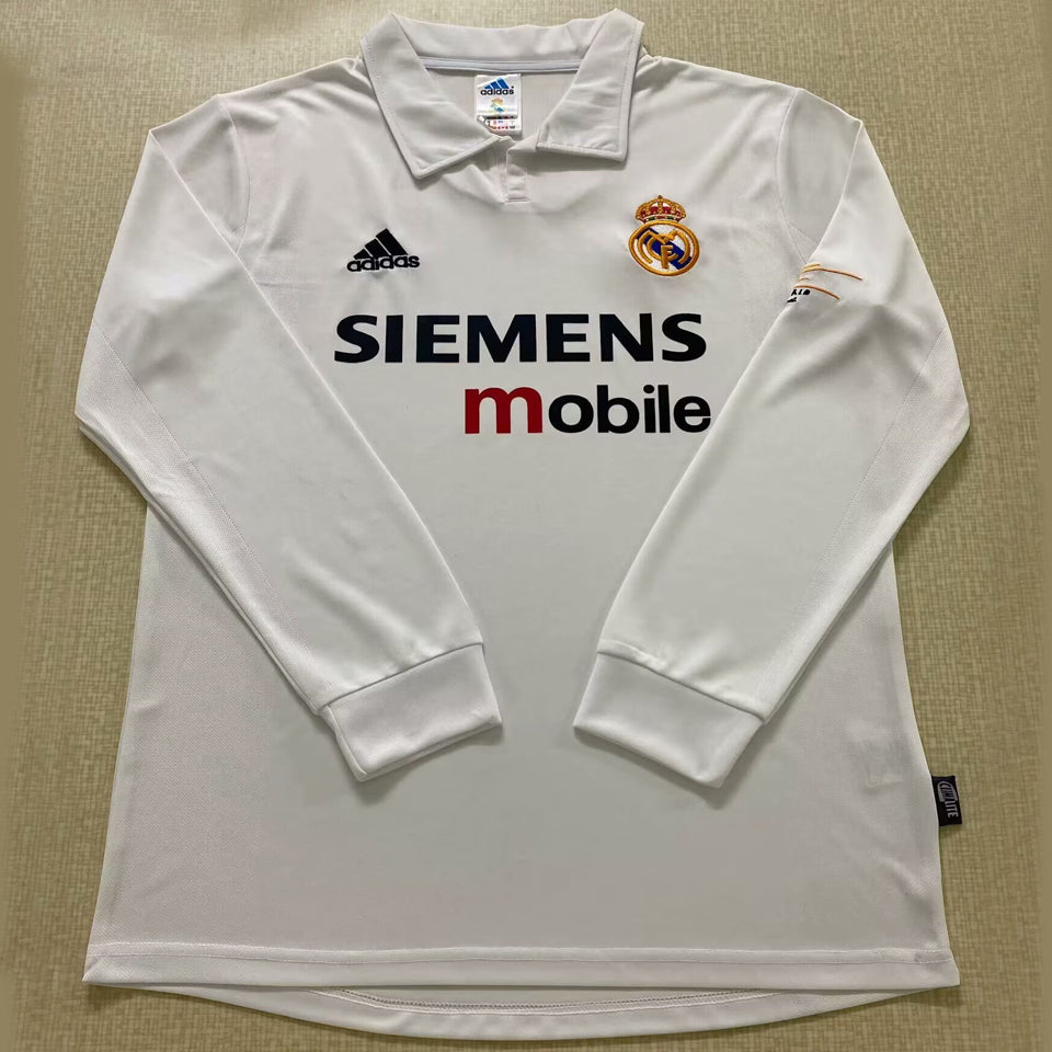 jersey 2002/03 real madrid local manga larga versión fan retro