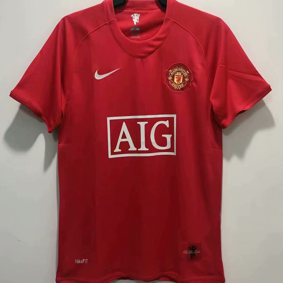 jersey 2007/08 manchester united local manga corta versión fan retro