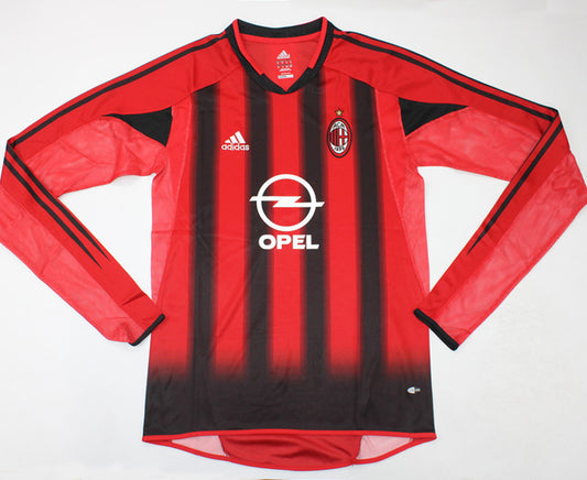 Jersey 2004/05 AC Milan Local Manga larga Versión Fan Retro