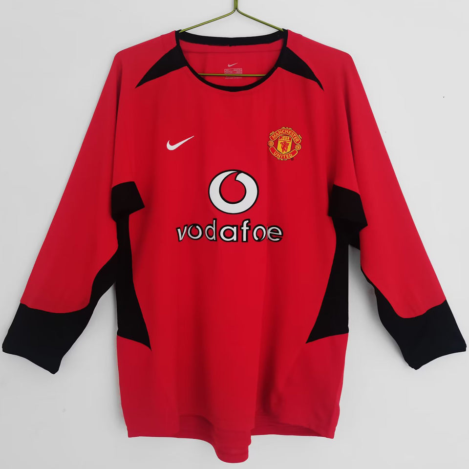 Jersey 2002/04 Manchester United Local Manga larga Versión Fan Retro