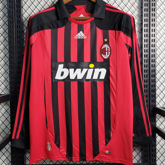 Jersey 2007/08 AC Milan Local Manga larga Versión Fan Retro