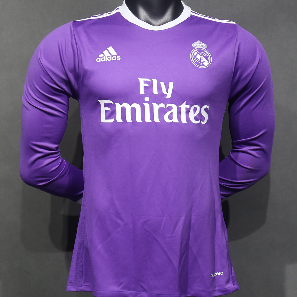 Jersey 2016/17 Real Madrid Visitante Manga larga Versión Jugador Retro