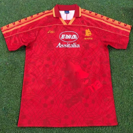 Jersey 1995/1996 Roma Local Manga corta Versión Fan Retro