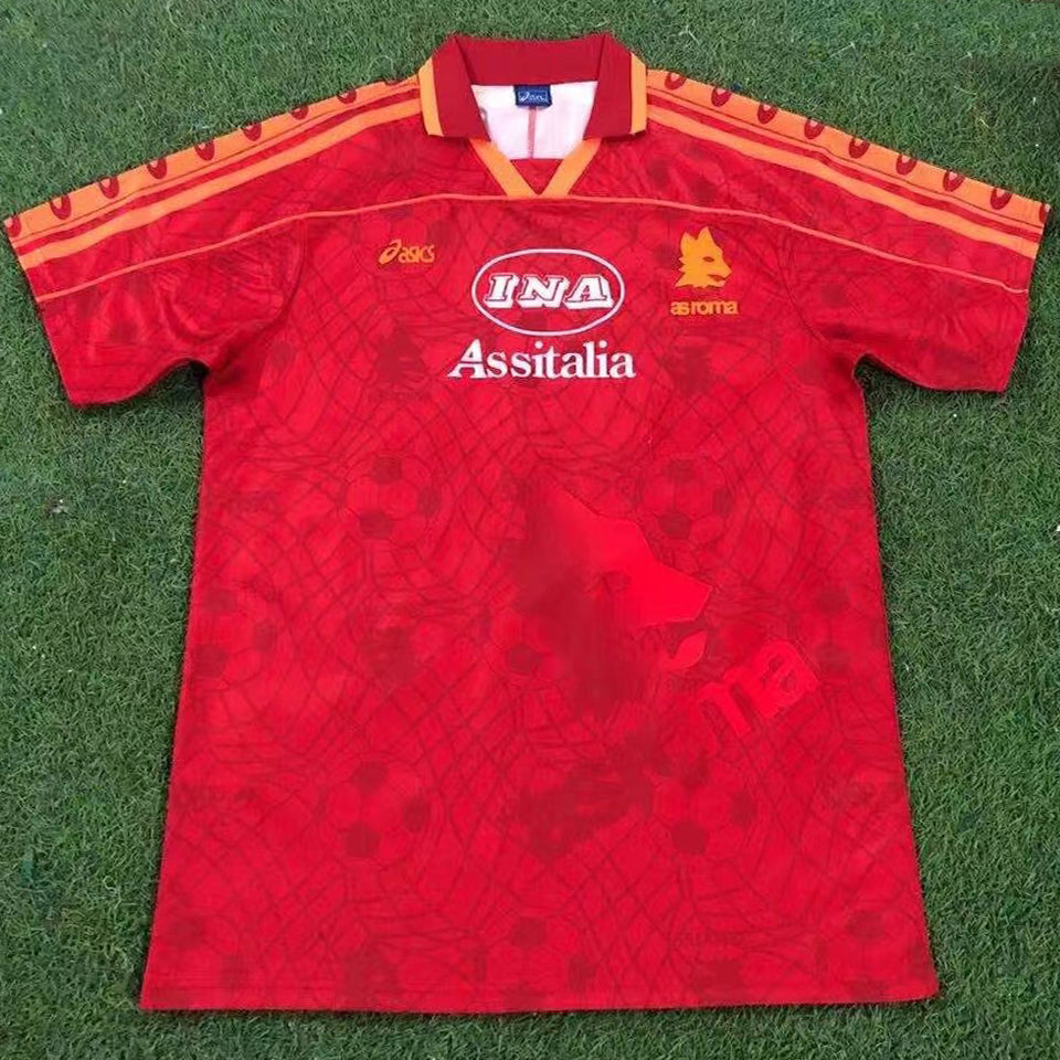 Jersey 1995/1996 Roma Local Manga corta Versión Fan Retro