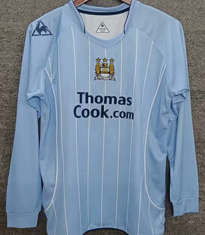 Jersey 2007/08 Manchester City Local Manga larga Versión Fan Retro