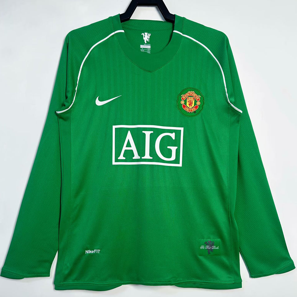 jersey 2007/08 manchester united portero manga larga versión fan retro