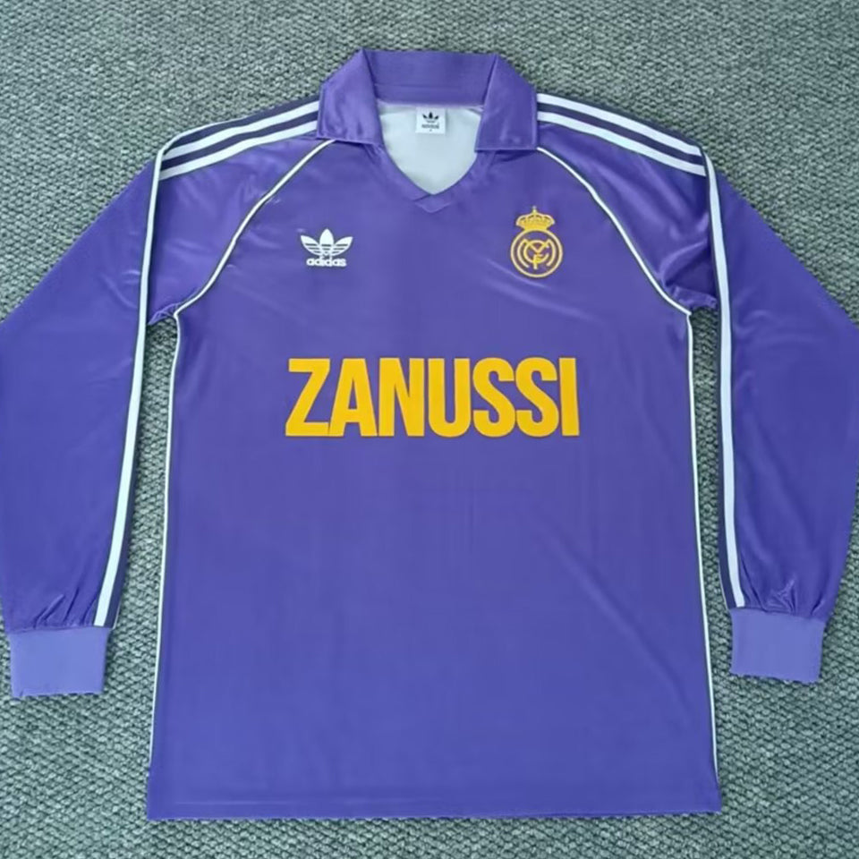 jersey 1984/85 real madrid visitante manga larga versión fan retro