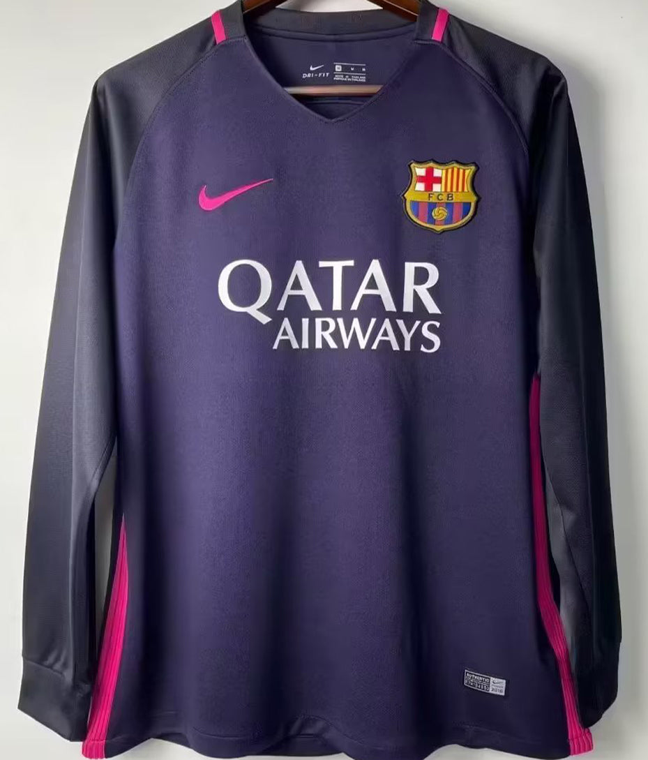 jersey 2016/17 barcelona visitante manga larga versión fan retro