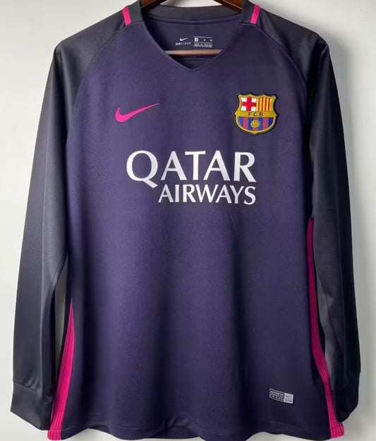 Jersey 2016/17 Barcelona Visitante Manga larga Versión Fan Retro