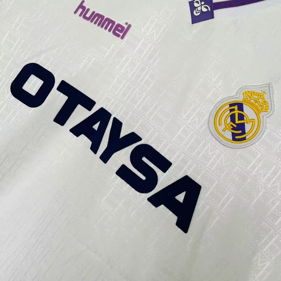 jersey 1990/92 real madrid local manga corta versión fan retro