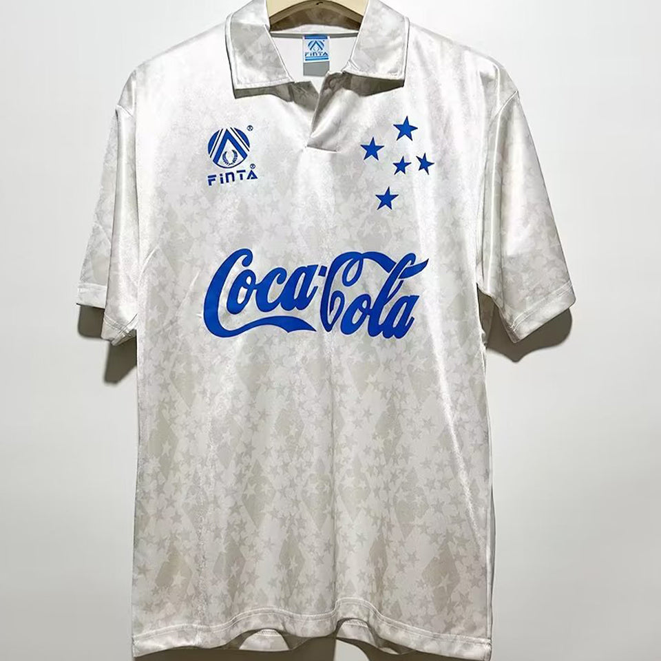 jersey 1993 cruzeiro visitante manga corta versión fan retro
