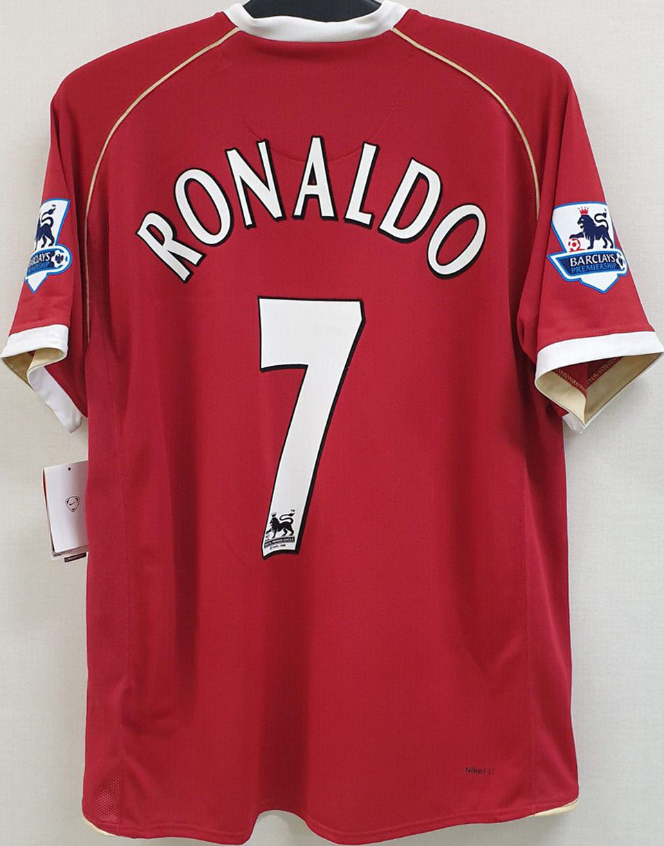 2006/07 ronaldo m utd home retro parches/letras