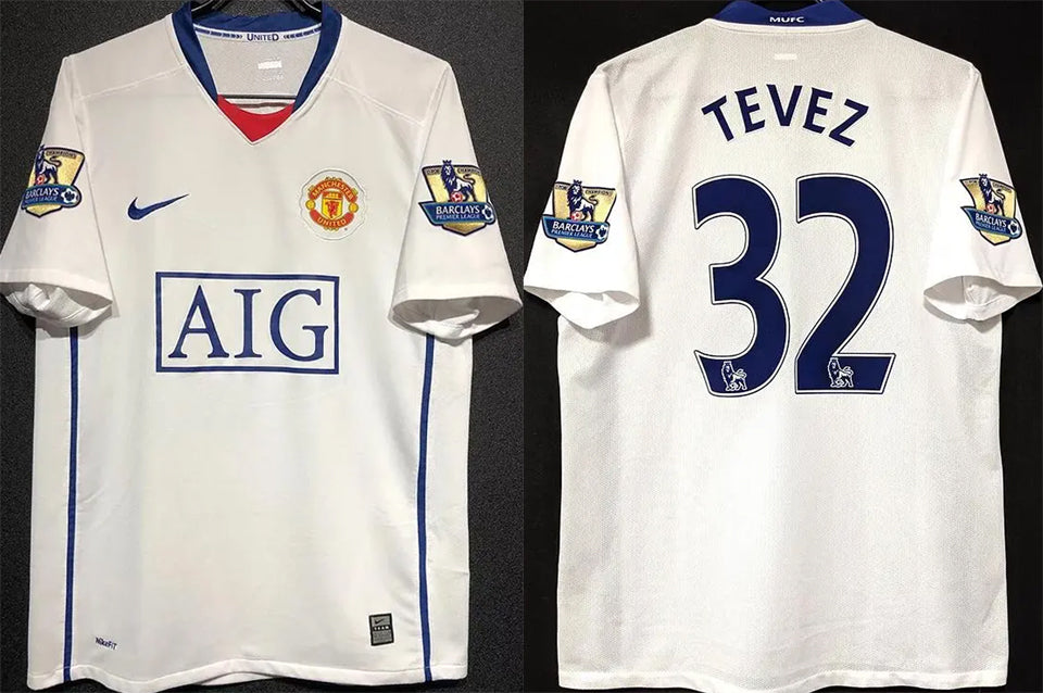 2008/09 tevez 32 m utd white parches/letras