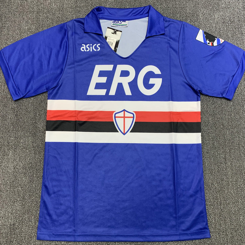 jersey 1990/91 sampdoria local manga corta versión fan retro