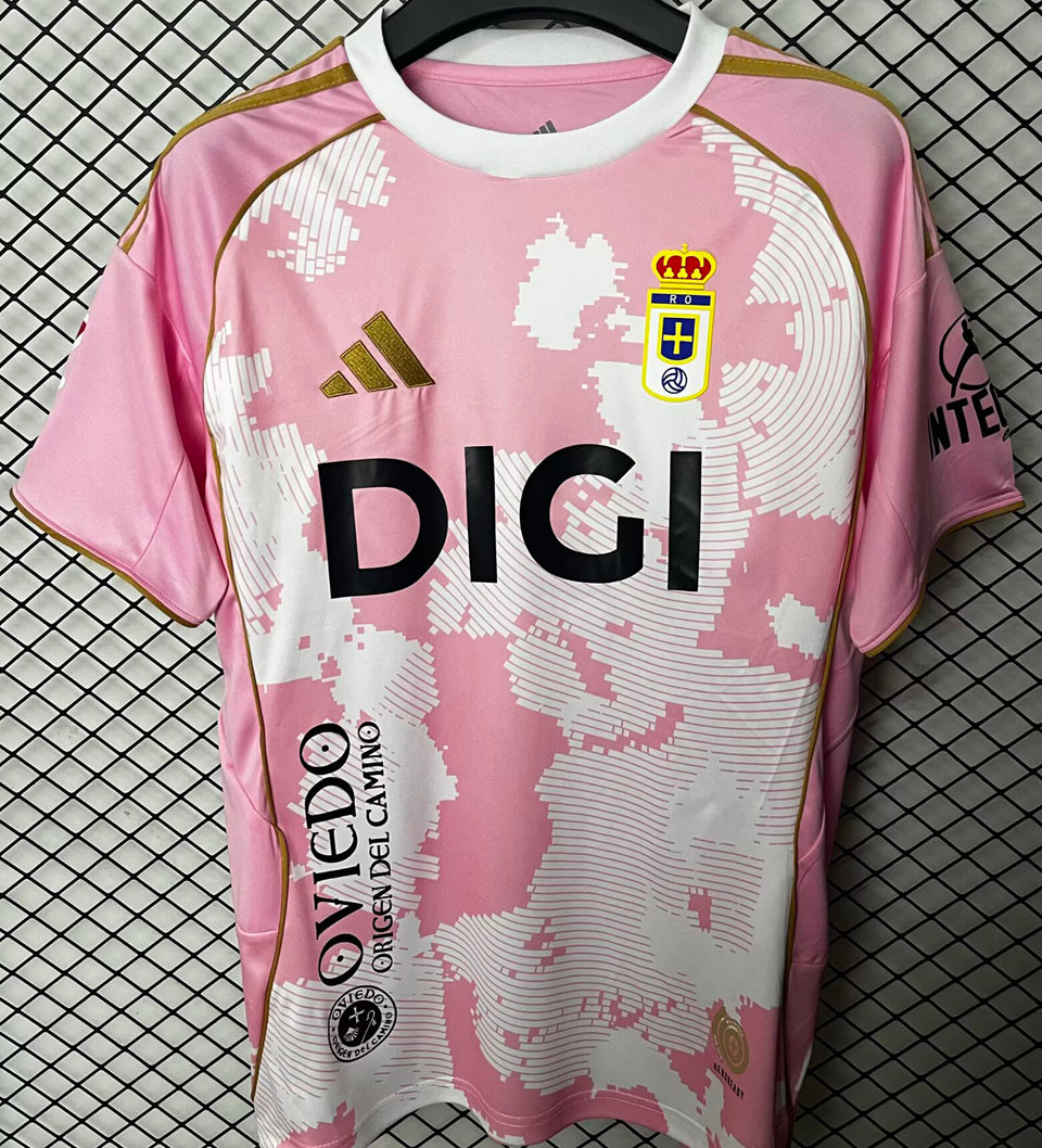 jersey 2026 real oviedo pink especial manga corta versión fan