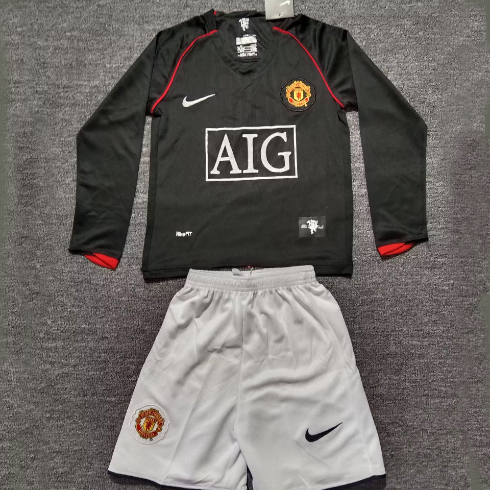 jersey 2007/08 manchester united visitante manga larga niño retro