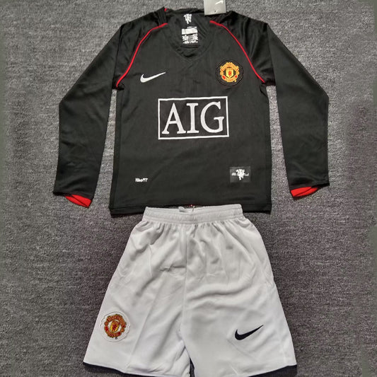 Jersey 2007/08 Manchester United Visitante Manga larga Niño Retro