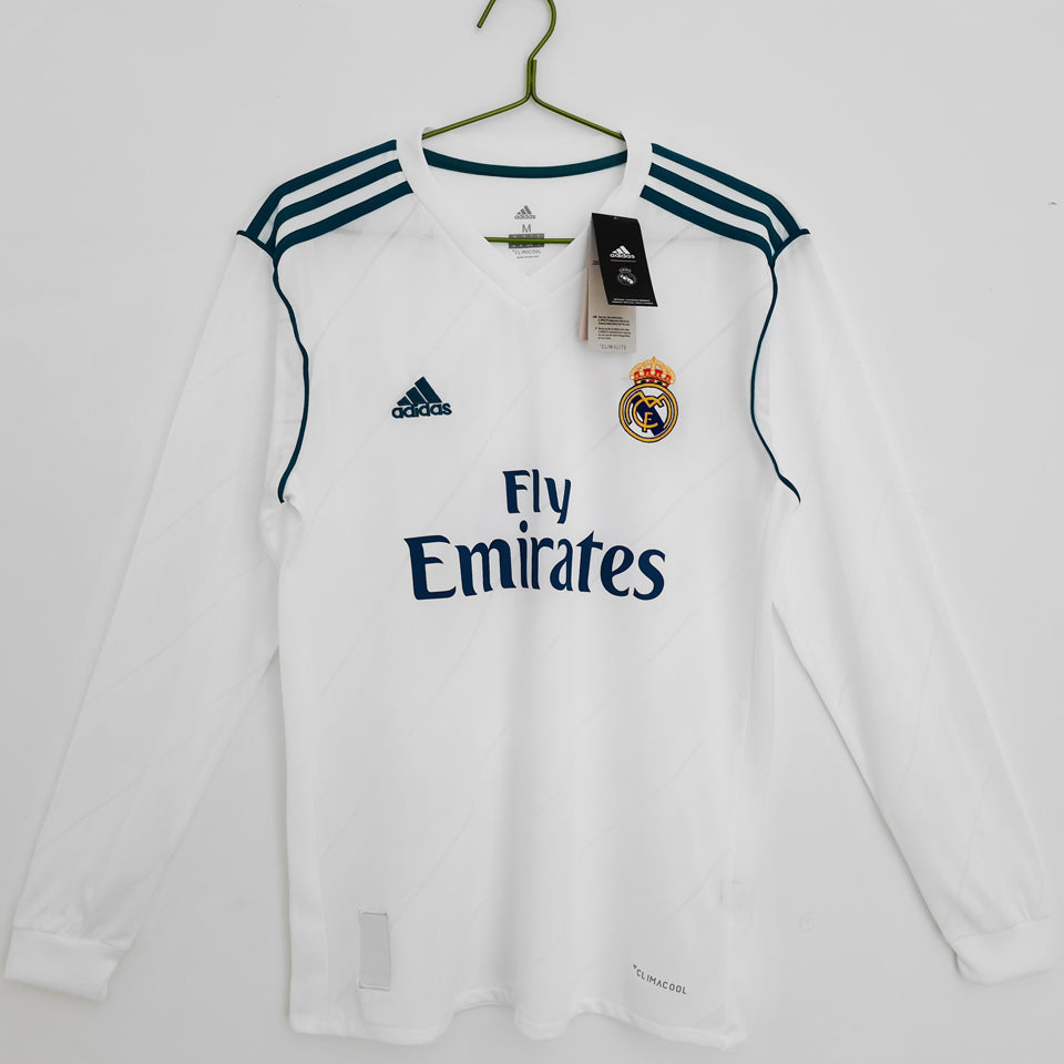 jersey 2017/18 real madrid local manga larga versión fan retro