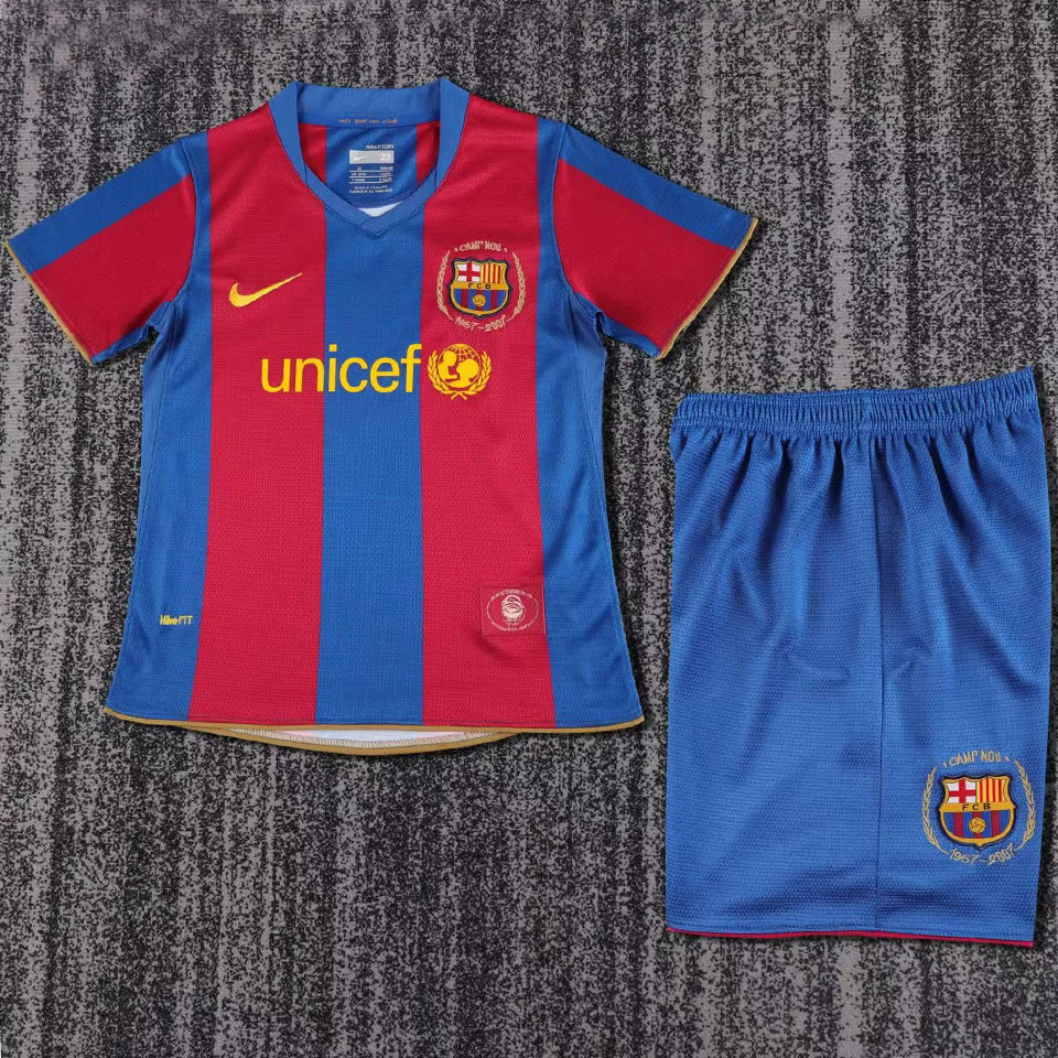 Jersey 2007/08 Barcelona Local Manga corta Niño Retro