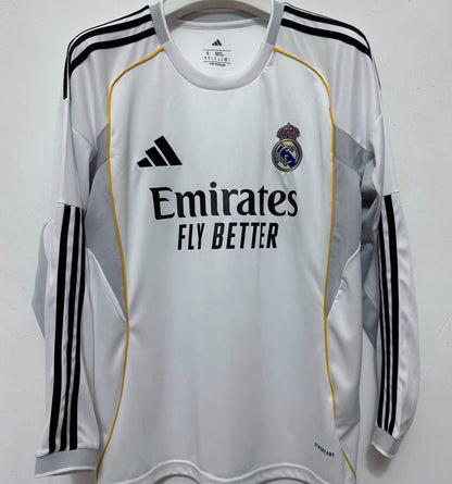 Jersey 2025/26 Real Madrid Local Manga larga Versión Fan