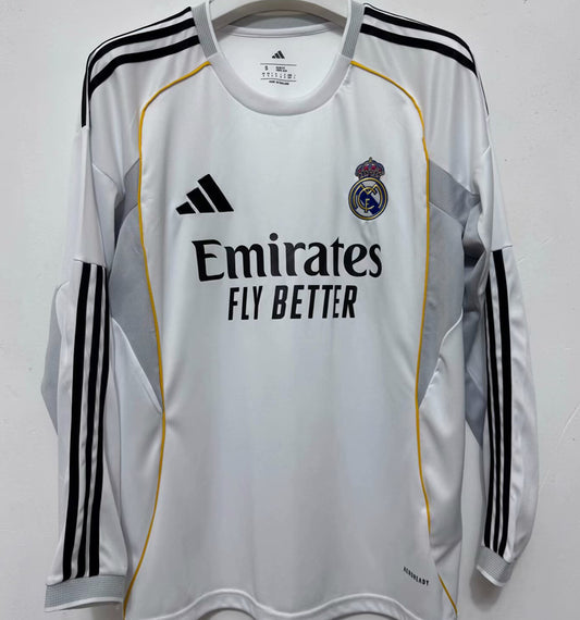 Jersey 2025/26 Real Madrid Local Manga larga Versión Fan