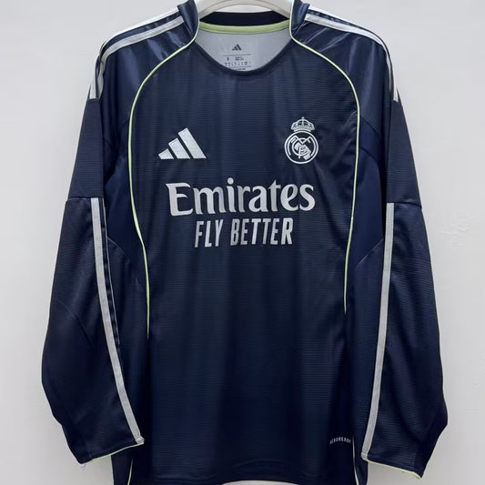 Jersey 2025/26 Real Madrid Visitante Manga larga Versión Fan