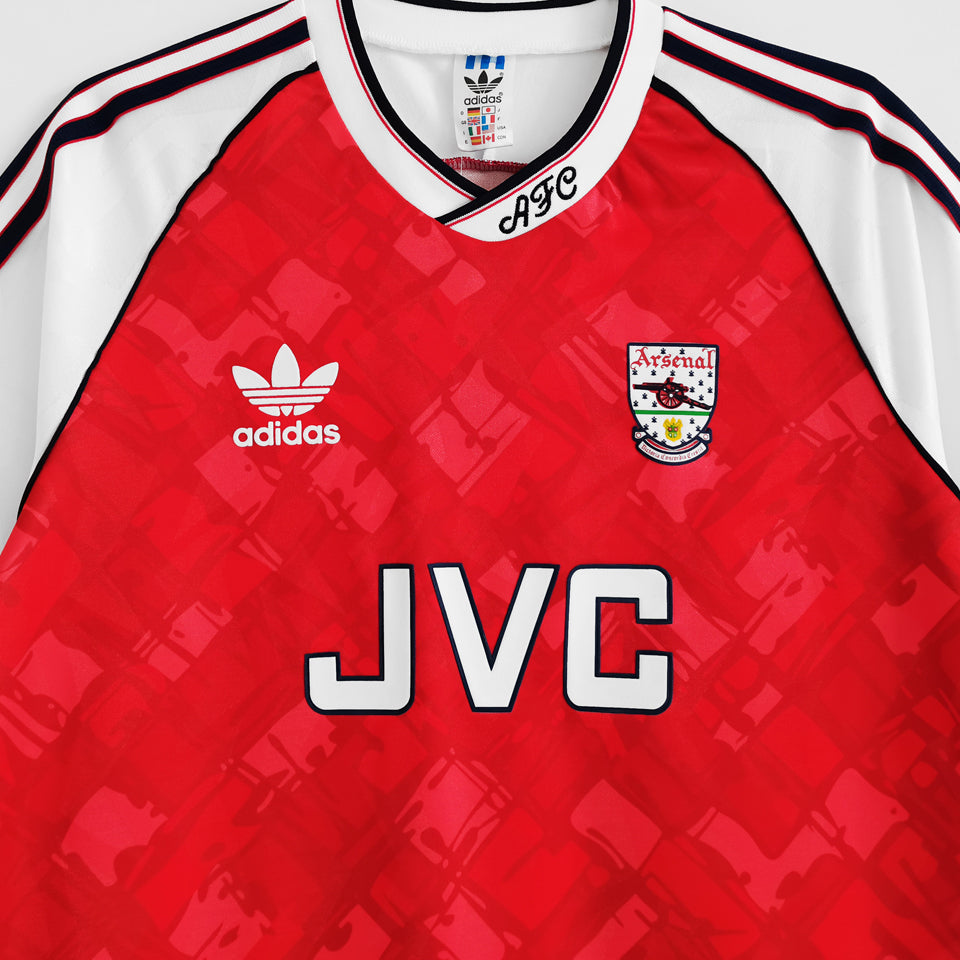 jersey 1990/92 arsenal local manga corta versión fan retro