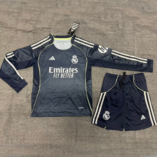 Jersey 2025/26 Real Madrid Visitante Manga larga Niño