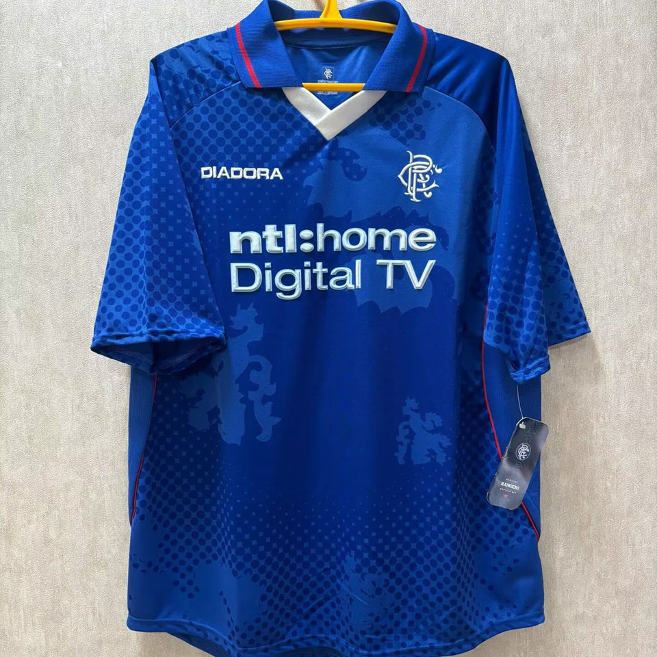 jersey 2002/03 rangers local manga corta versión fan retro