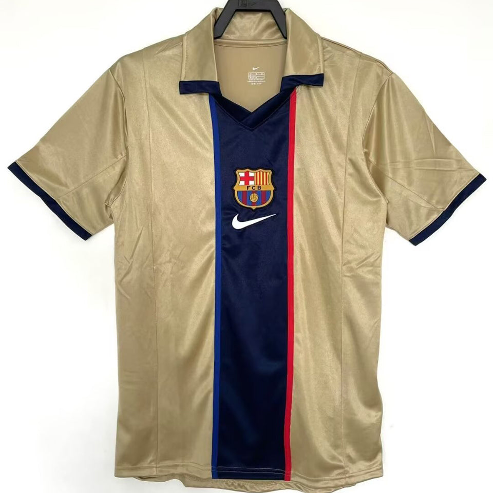 jersey 2001/02 barcelona visitante manga corta versión fan retro