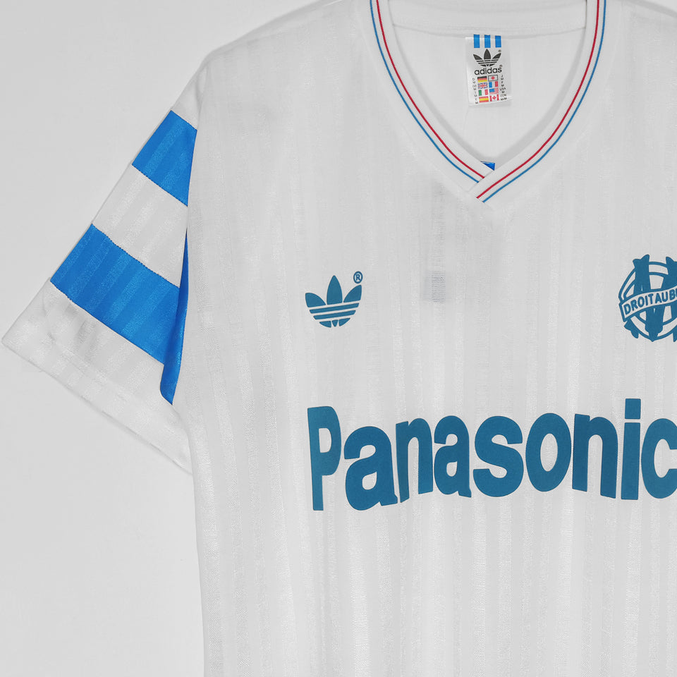 jersey 1990 marseille local manga corta versión fan retro