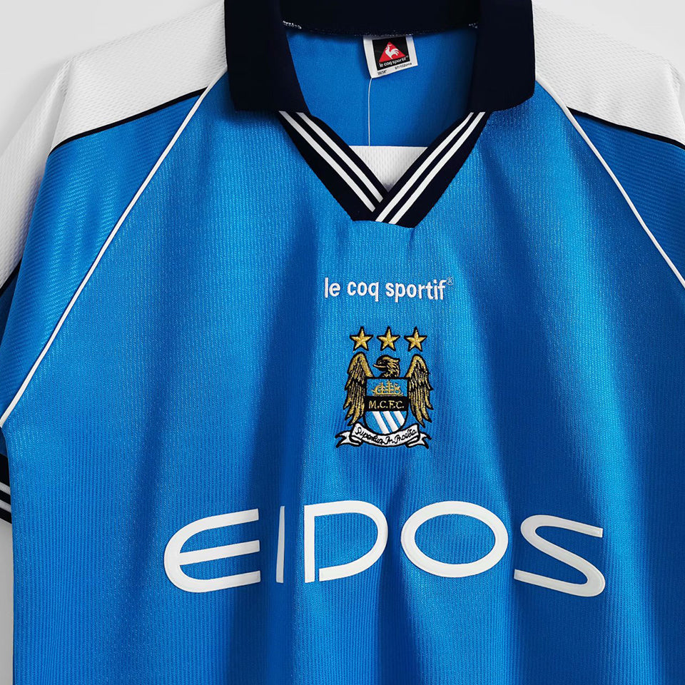 jersey 1999/2001 manchester city local manga corta versión fan retro