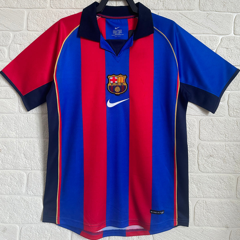 jersey 2001/02 barcelona local manga corta versión fan retro