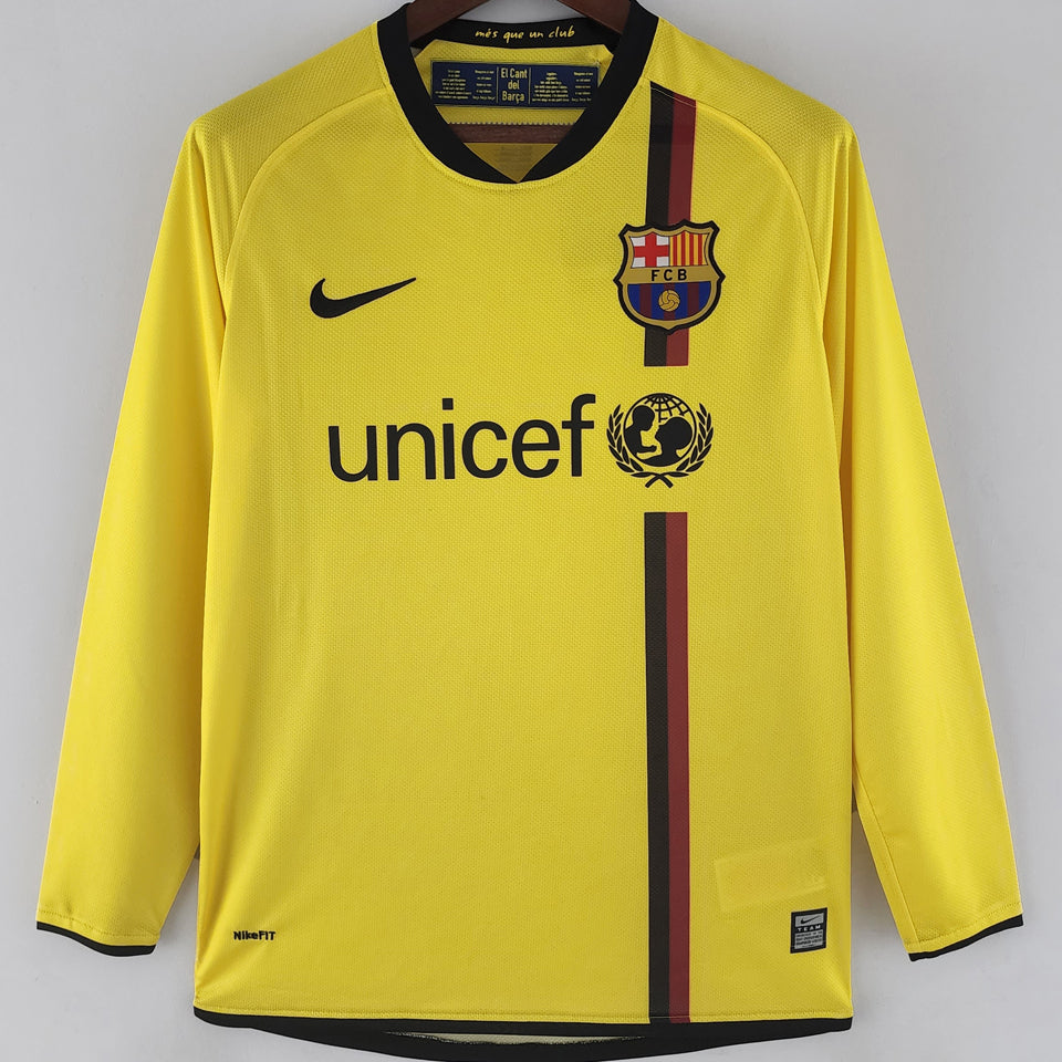 jersey 2008/09 barcelona visitante manga larga versión fan retro