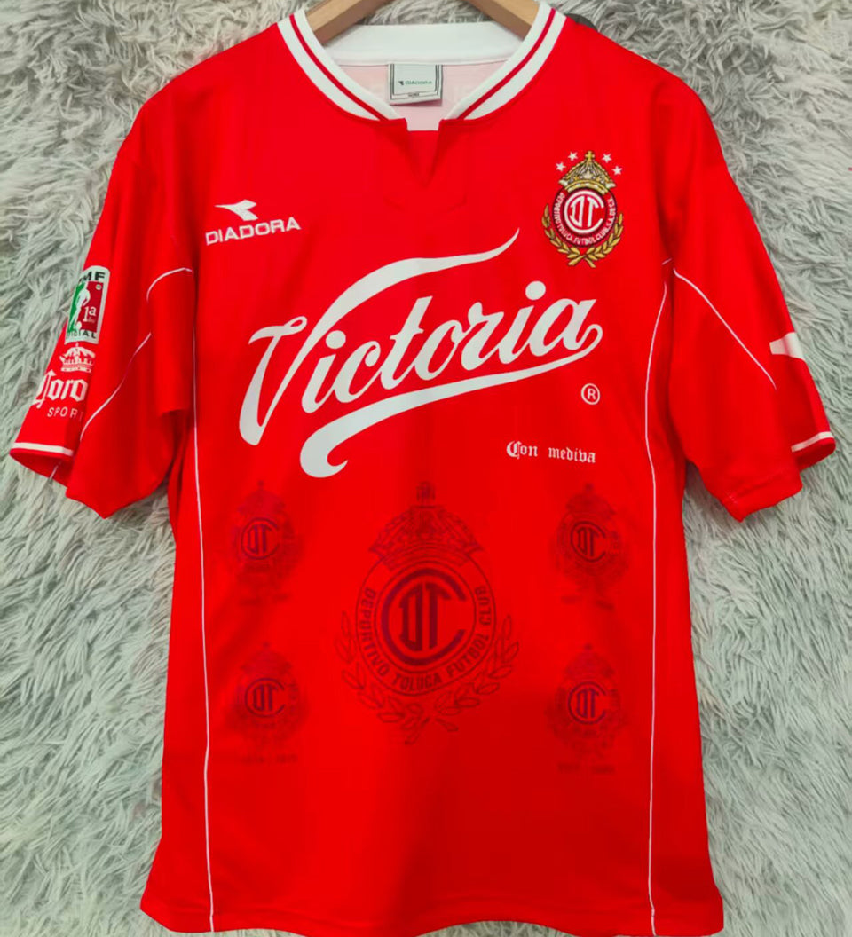 jersey 1998/1999 deportivo toluca local manga corta versión fan retro